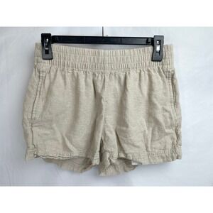 Old Navy Women Small Linen Blend Shorts Beige Pockets Comfort Waistband